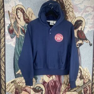 Champion Reverse Weave Women’s Warm Up Blue Hoodie Small Sweatshirt Embroidered